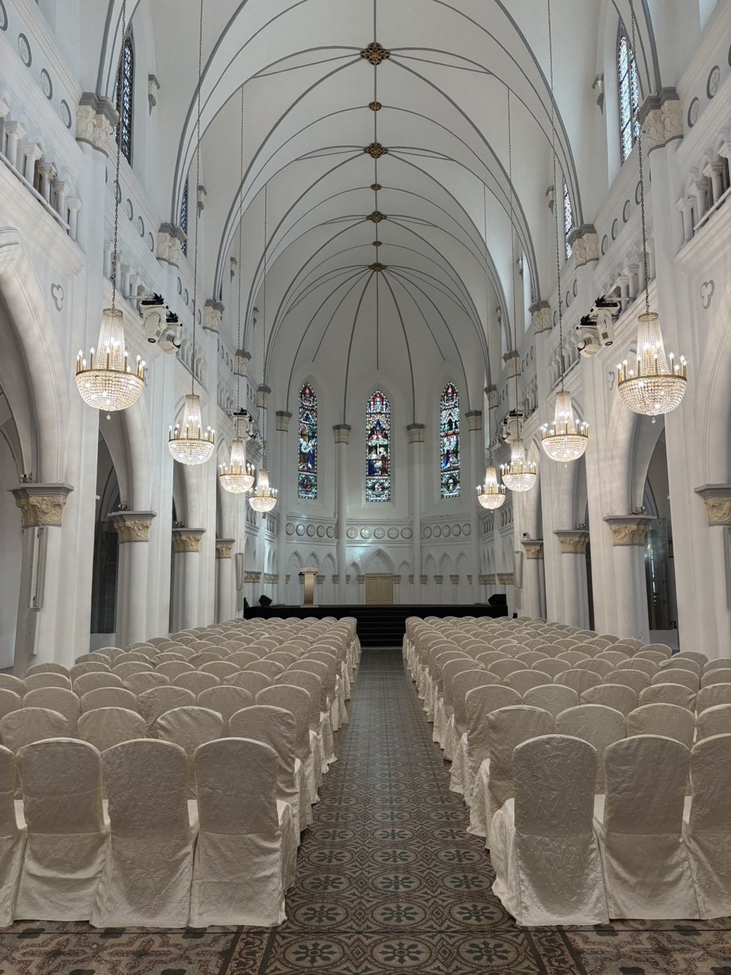 CHIJMES chapel set up for the wedding reception